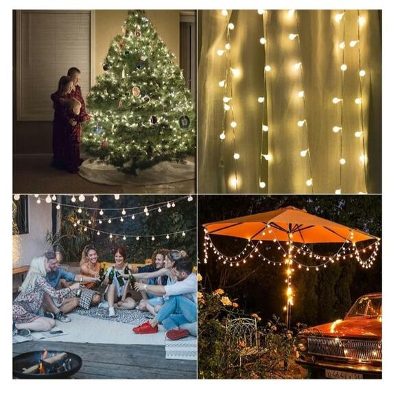 Battery Operated LED String Lights 2-Pack 26FT 60LED 8 Mode Waterproof W/ Remote - Picture 5 of 8